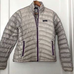 Silver Patagonia down jacket, women’s
